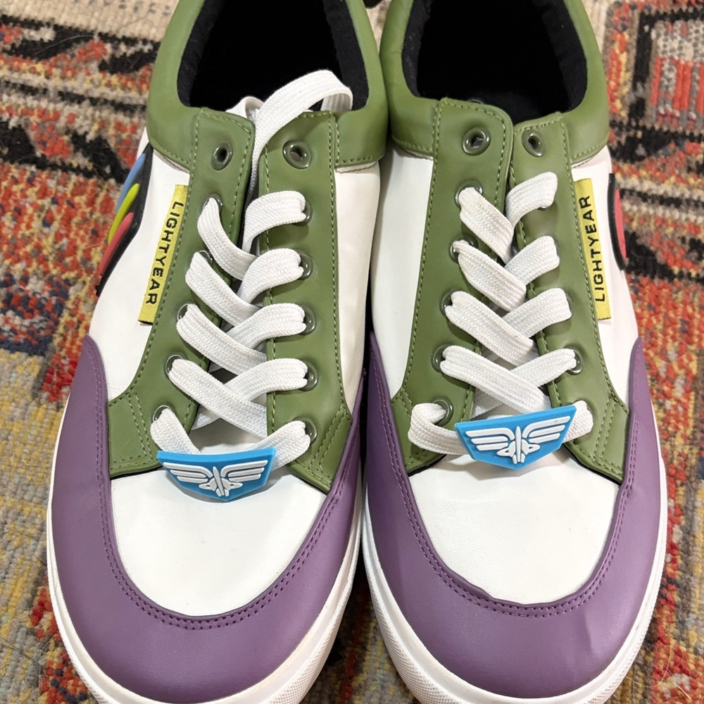 Disney Men’s White, Green & Purple Lightyear Low-Top Sneakers - Picture 3 of 8